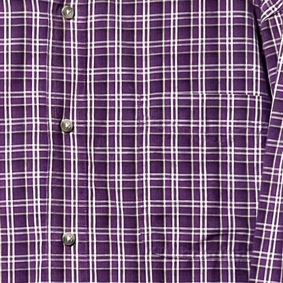 Wrangler Riata Mens Size XXL Purple Plaid Button-Down Shirt Cotton Polyester - Picture 2 of 6